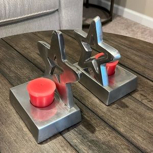 Pair of Star Bookends/Candle Holders